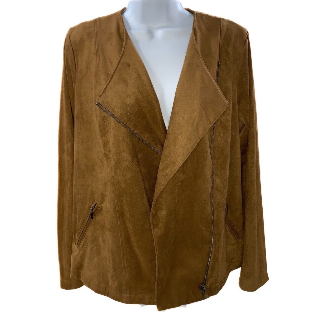 New J.Jill Suede Asymmetrical Zip Jacket Corporate Office Blazer Western Cowboy
